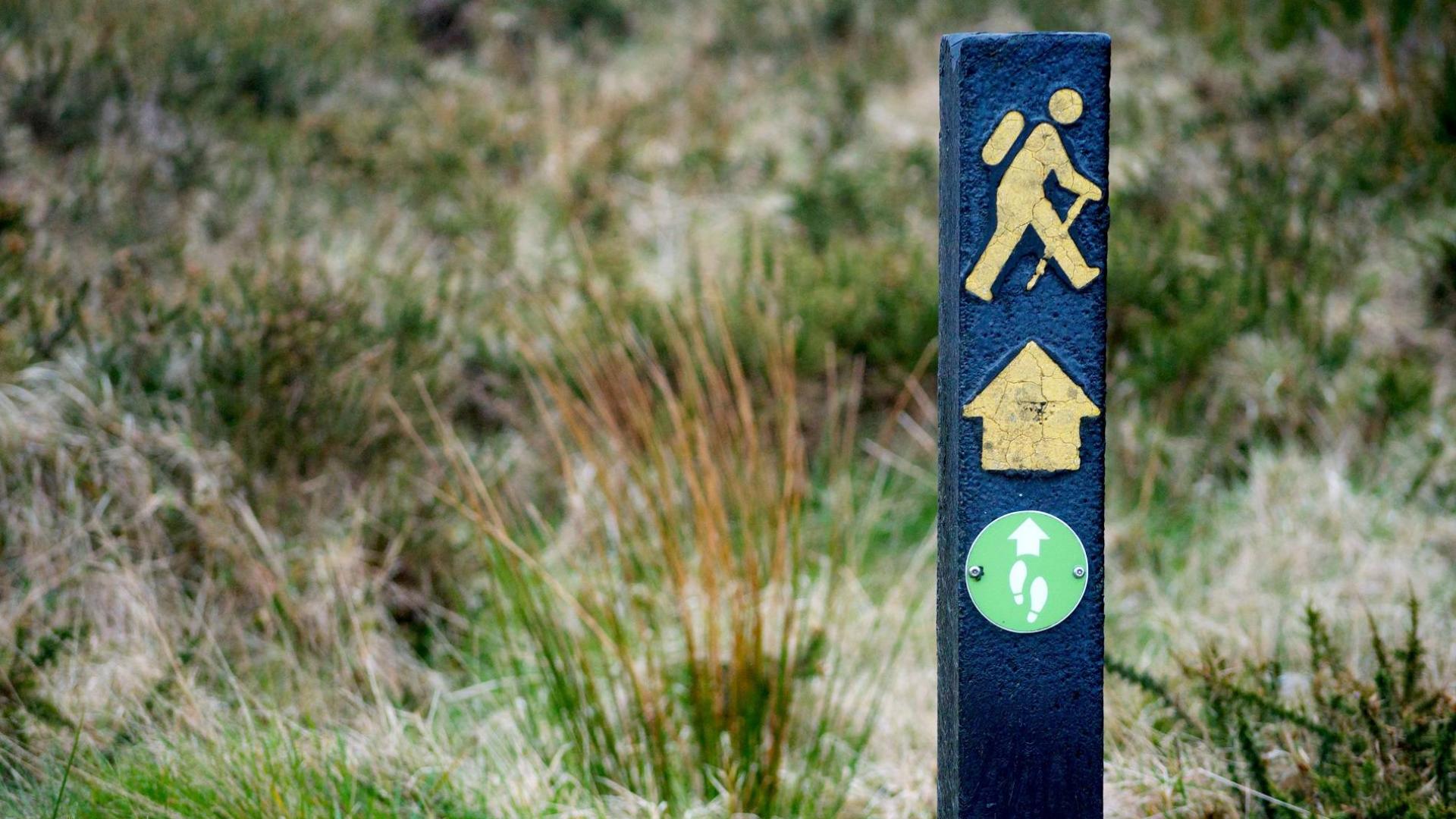 de routemarkering van de Wicklow Way